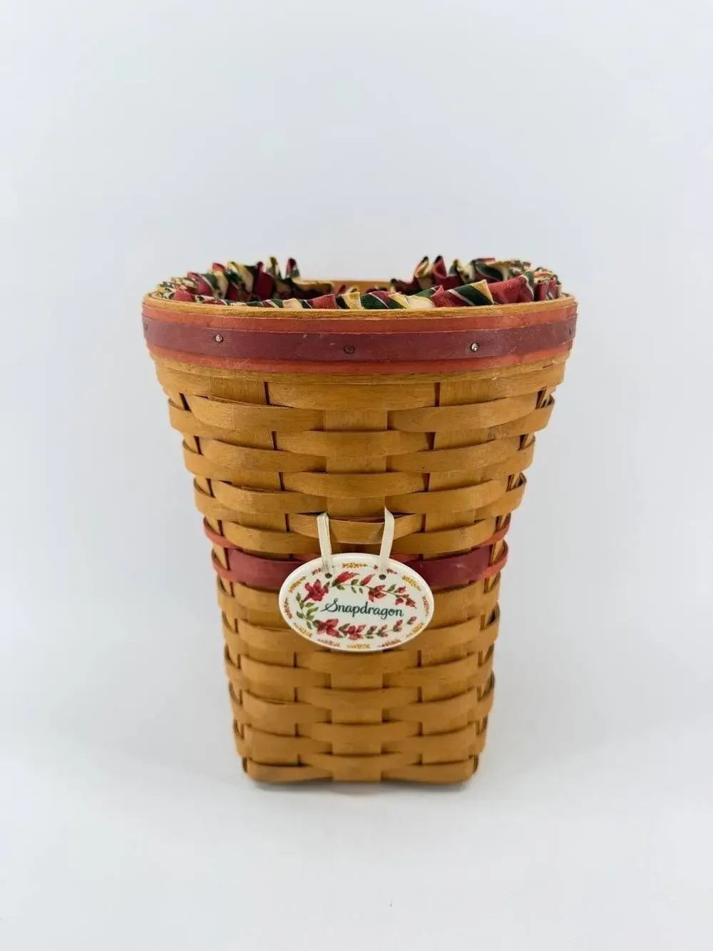 Longaberger 1998 May Series Snapdragon Basket Liner Protector Tie-On USA